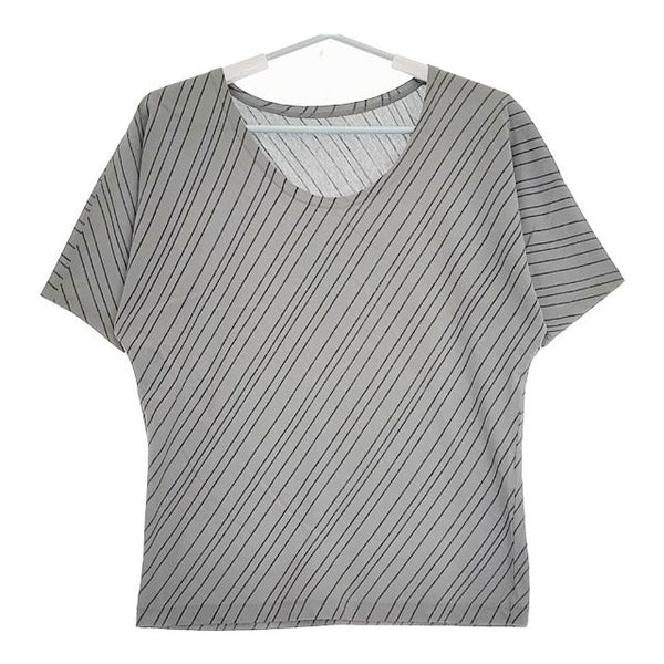 JURGEN LEHL J0112UB522 コットン 斜めストライプ 半袖Ｔシャツ カットソー ブルーグレー レディース ヨーガンレール【中古】5-0504S∞