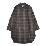 Midi-umi オーバーサイズシャツ チェックチュニック ブラウス シャツ ブラック ブラウン レディース ミディウミ【中古】5-0810M∞