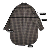 Midi-umi オーバーサイズシャツ チェックチュニック ブラウス シャツ ブラック ブラウン レディース ミディウミ【中古】5-0810M∞