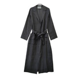 uncrave リネン ガウンコート ロングコート サイズ0 コート ブラック レディース アンクレイヴ【中古】5-0412M△