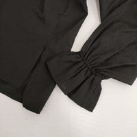 Spick and Span ハイブリットフリルカラーボリュームスリーブブラウス 定価16500円 ブラウス シャツ 23AW ブラック レディース スピックアンドスパン【中古】5-0810M∞