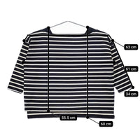 Le Minor/自由区 バスクボーダー 七分袖 コットン カットソー ネイビー ホワイト レディース ルミノア/自由区【中古】5-0412M△