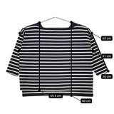 Le Minor/自由区 バスクボーダー 七分袖 コットン カットソー ネイビー ホワイト レディース ルミノア/自由区【中古】5-0412M△