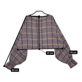 ironari 新品 I-23462 ボレロロ 定価19800円 チェック カーディガン パープル ホワイト レディース イロナリ【中古】5-0513T♪