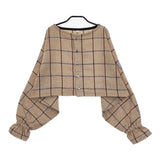 ironari 新品 I-23462 ボレロロ 定価19800円 チェック カーディガン ベージュ ブラウン レディース イロナリ【中古】5-0513T♪