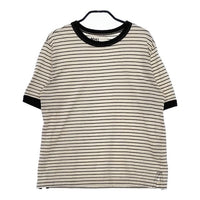 MHL. 595-1168501 COTTON LINEN STRIPE JERSEY ボーダー 半袖Ｔシャツ カットソー 21SS キナリ ブラック レディース エムエイチエル【中古】5-0528S∞