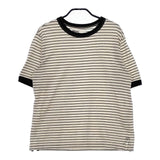 MHL. 595-1168501 COTTON LINEN STRIPE JERSEY ボーダー 半袖Ｔシャツ カットソー 21SS キナリ ブラック レディース エムエイチエル【中古】5-0528S∞