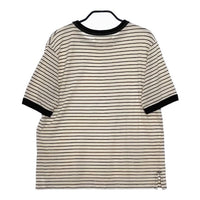 MHL. 595-1168501 COTTON LINEN STRIPE JERSEY ボーダー 半袖Ｔシャツ カットソー 21SS キナリ ブラック レディース エムエイチエル【中古】5-0528S∞