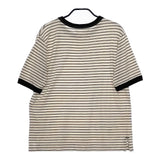 MHL. 595-1168501 COTTON LINEN STRIPE JERSEY ボーダー 半袖Ｔシャツ カットソー 21SS キナリ ブラック レディース エムエイチエル【中古】5-0528S∞
