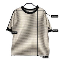 MHL. 595-1168501 COTTON LINEN STRIPE JERSEY ボーダー 半袖Ｔシャツ カットソー 21SS キナリ ブラック レディース エムエイチエル【中古】5-0528S∞