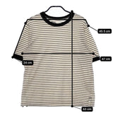 MHL. 595-1168501 COTTON LINEN STRIPE JERSEY ボーダー 半袖Ｔシャツ カットソー 21SS キナリ ブラック レディース エムエイチエル【中古】5-0528S∞