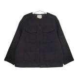 UNFILO 新品 ウールブレンド ノーカラーコート XL COURCW0503 定価25900円 コート 24AW ブラック レディース アンフィーロ【中古】5-0401T♪