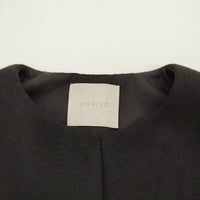 UNFILO 新品 ウールブレンド ノーカラーコート XL COURCW0503 定価25900円 コート 24AW ブラック レディース アンフィーロ【中古】5-0401T♪