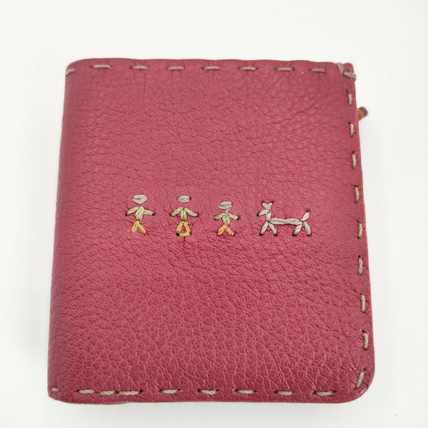 HENRY BEGUELIN レザー オミノ刺繍 小銭入れあり 二つ折り財布