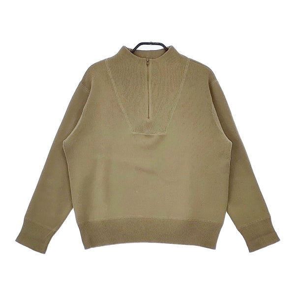 MHL. VINTAGE DRY COTTON ハーフジップ 595-4163501 リブ ニット 23AW カーキ レディース エムエイチエル【中古】5-0412M△