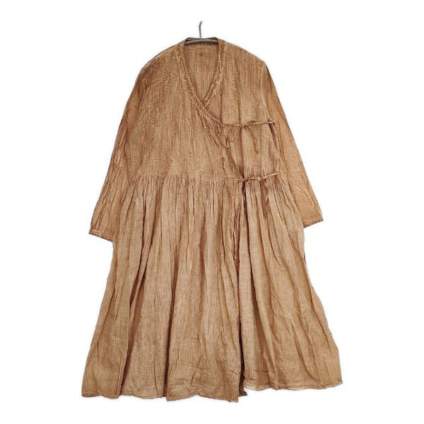 maison de SOIL コットン インド製 手染め カシュクールドレス ピンタック　定価39000円 羽織 ワンピース ブラウン系 レディース メゾンドソイル【中古】5-0901M∞