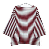 nest Robe コットン天竺ボーダーワイドスリーブTee 01211-1165 カットソー エンジ ライトブルー レディース ネストローブ【中古】5-0412M△