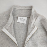 yuni ウールナイロン ハーフジップ プルオーバー トップス セーター ニット ライトグレー レディース ユニ【中古】5-1015T∞