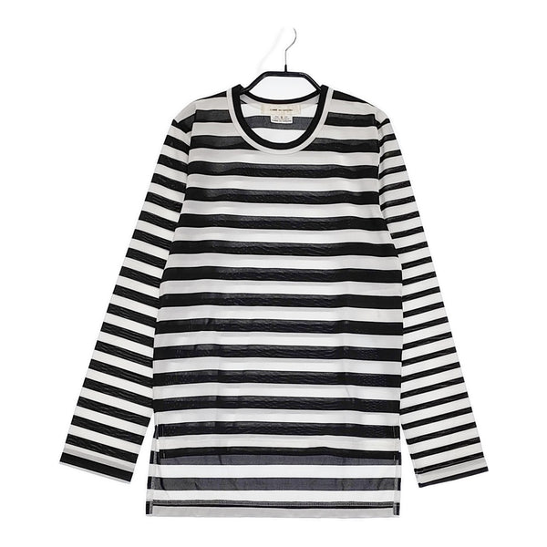 COMME des GARCONS ポリエステル AD2022 GJ-T022 S ボーダー カットソー 22AW ブラック ホワイト レディース コムデギャルソン【中古】5-0513M♪