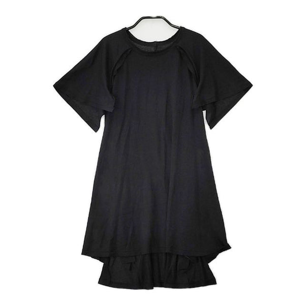 Yohji Yamamoto カットオフ チュニックワンピース  FN-T11-078 半袖Ｔシャツ カットソー ブラック レディース ヨウジヤマモト【中古】5-0528S∞