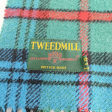 TWEEDMILL ウール フリンジ イギリス製 チェック ストール マフラー ミズイロ グリーン レディース ツイードミル【中古】5-1016T◎