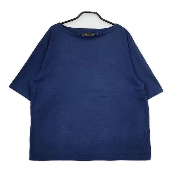 OUTIL ボートネック 無地 コットン 0 半袖Ｔシャツ カットソー ネイビー レディース ウティ【中古】5-0528S∞