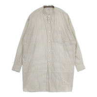LENO ストライプ ロング 長袖シャツ ベージュ ブルー レディース リノ【中古】5-0901M∞