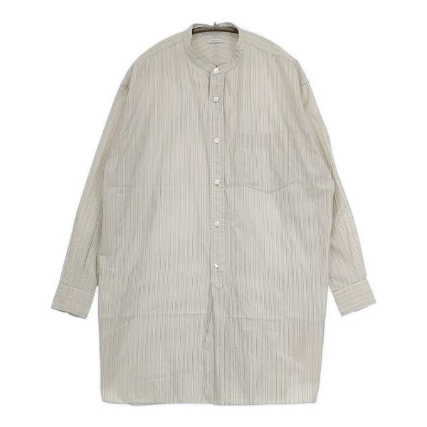 LENO ストライプ ロング 長袖シャツ ベージュ ブルー レディース リノ【中古】5-0901M∞