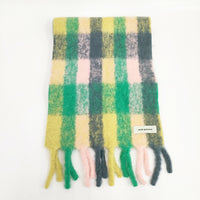 mina perhonen 23AW kaste aba7192 アルパカウール チェック ストール マフラー グリーン イエロー レディース ミナペルホネン【中古】5-0925T◎