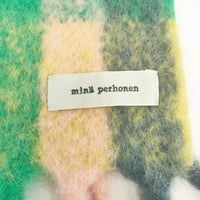 mina perhonen 23AW kaste aba7192 アルパカウール チェック ストール マフラー グリーン イエロー レディース ミナペルホネン【中古】5-0925T◎