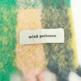 mina perhonen 23AW kaste aba7192 アルパカウール チェック ストール マフラー グリーン イエロー レディース ミナペルホネン【中古】5-0925T◎