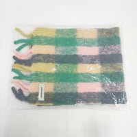 mina perhonen 23AW kaste aba7192 アルパカウール チェック ストール マフラー グリーン イエロー レディース ミナペルホネン【中古】5-0925T◎