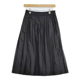 MARGARET HOWELL SILK POLYESTER 578-8232004 アコーディオンプリーツ スカート ブラック レディース マーガレットハウエル【中古】5-0901M∞