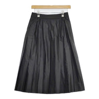 MARGARET HOWELL SILK POLYESTER 578-8232004 アコーディオンプリーツ スカート ブラック レディース マーガレットハウエル【中古】5-0901M∞