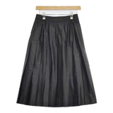 MARGARET HOWELL SILK POLYESTER 578-8232004 アコーディオンプリーツ スカート ブラック レディース マーガレットハウエル【中古】5-0901M∞