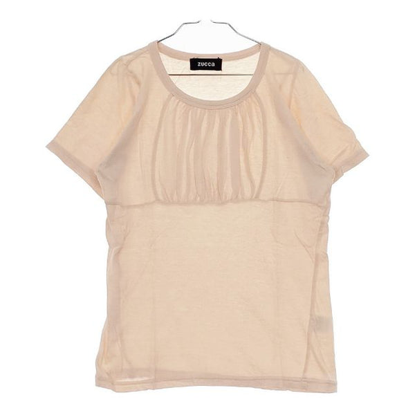 ZUCCa 製品染め M コットン 半袖Ｔシャツ カットソー ピンクベージュ レディース ズッカ【中古】5-0528S∞
