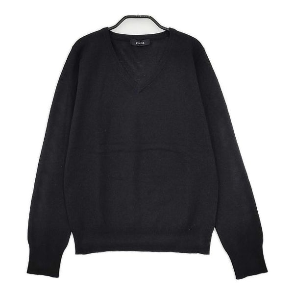 ZUCCa Vネック ウールシルクカシミヤ セーター ニット ブラック レディース ズッカ【中古】5-0917T∞