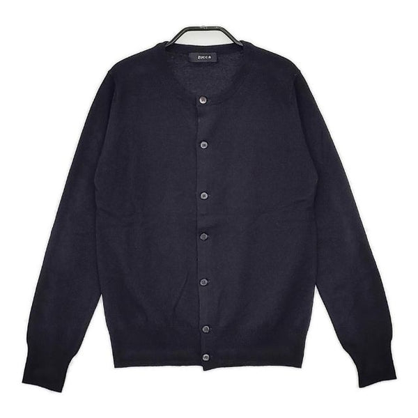 ZUCCa クルーネック ウールシルクカシミヤ カーディガン ネイビー レディース ズッカ【中古】5-0917T∞