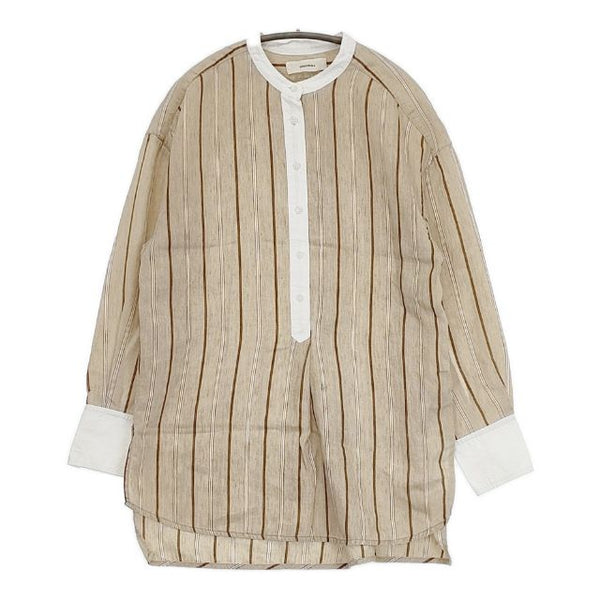 TODAYFUL リネンストライプグランパシャツ プルオーバー ブラウス シャツ ベージュ レディース トゥデイフル【中古】5-0901M∞