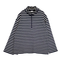 ORCIVAL ボーダー ハーフジップ ハイネック カットソー ネイビー ホワイト レディース オーシバル/オーチバル【中古】5-0901M∞