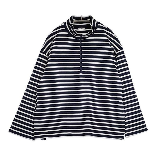 ORCIVAL ボーダー ハーフジップ ハイネック カットソー ネイビー ホワイト レディース オーシバル/オーチバル【中古】5-0901M∞