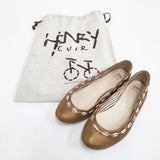 HENRY CUIR レザー サイズ35 パンプス ブラウン レディース アンリークイール【中古】5-1203G◎