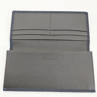 印傳屋 未使用品 上原勇七 鹿革 レザー 小銭入れなし 長財布 ネイビー レディース 印傳屋【中古】5-0512G∞