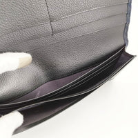 印傳屋 未使用品 上原勇七 鹿革 レザー 小銭入れなし 長財布 ネイビー レディース 印傳屋【中古】5-0512G∞