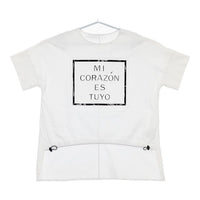 design aera デザインアエラ 未使用品 エンボスPt 前裾ドロスト 半袖Ｔシャツ カットソー ホワイト レディース【中古】5-0709S∞