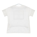 design aera デザインアエラ 未使用品 エンボスPt 前裾ドロスト 半袖Ｔシャツ カットソー ホワイト レディース【中古】5-0709S∞