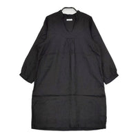 fog linen work リトアニアリネン 七分袖 ワンピース チュニック ブラック レディース フォグリネンワーク【中古】5-0602M∞