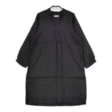 fog linen work リトアニアリネン 七分袖 ワンピース チュニック ブラック レディース フォグリネンワーク【中古】5-0602M∞
