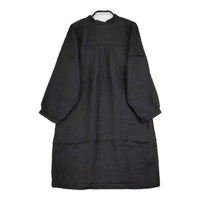 fog linen work リトアニアリネン 七分袖 ワンピース チュニック ブラック レディース フォグリネンワーク【中古】5-0602M∞