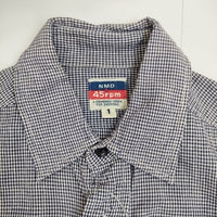 45R/45rpm NMD コットン ギンガムチェック 長袖シャツ ブルー ホワイト レディース フォーティーファイブアールピーエム【中古】5-0821M∞